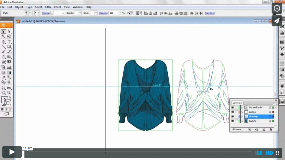 CAD & FASHION ILLUSTRATION – Applying colour, texture & shading